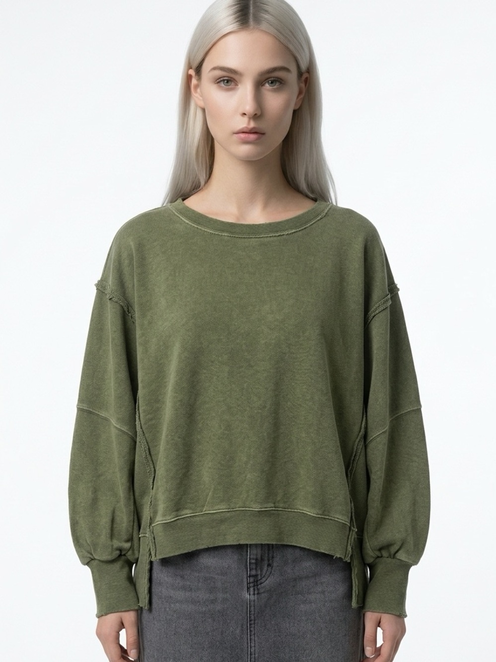 FREE PEOPLE | WE THE FREE Olive Green Camden Sweatshirt Women’s Size Large